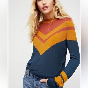 Free People Multicolor Chevron Sweater